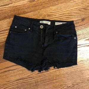 Bullhead high rise black denim shorts